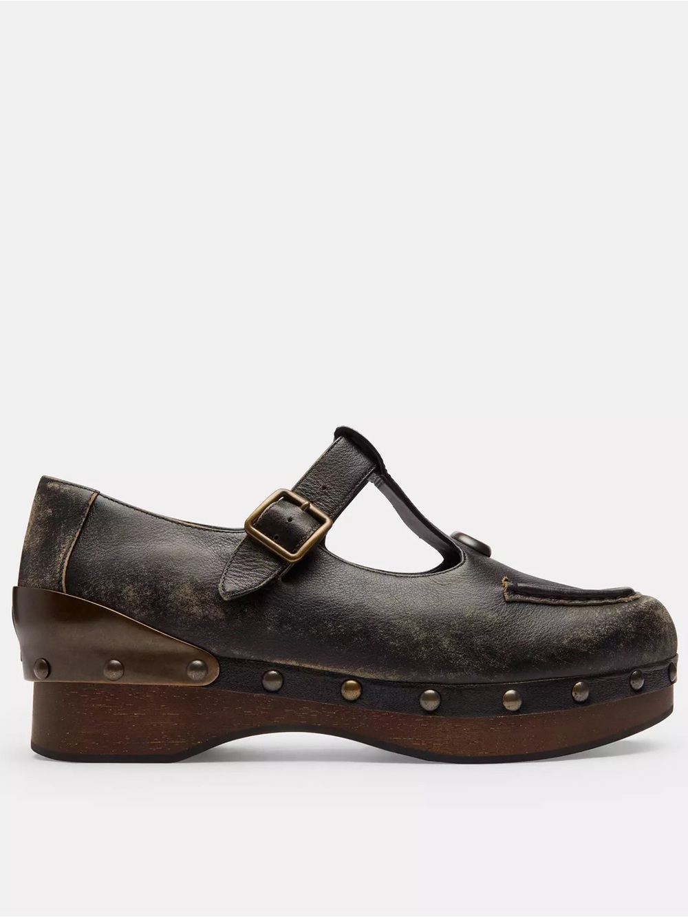 Coach | Brain Dead Mary Jane Black Distressed Leather Mary Jane Clog w/ Buckle 7